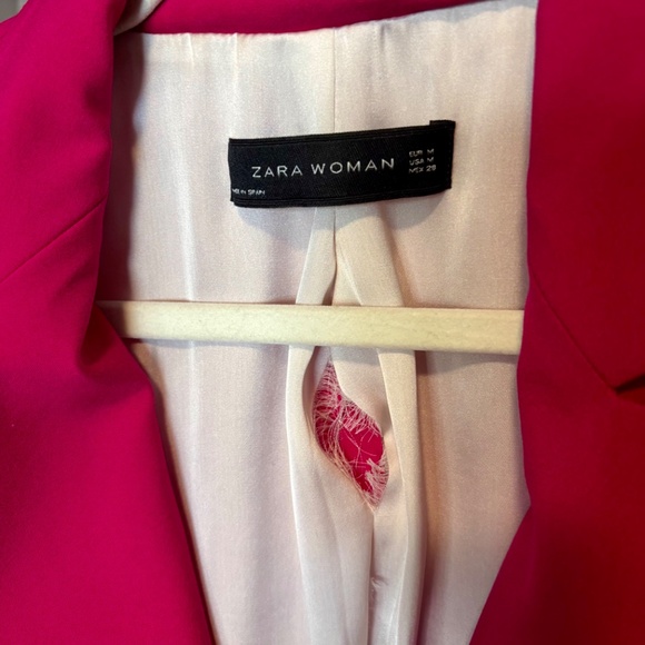 Zara Woman Puffed Sleeves Bright Fuchsia Blazer - Picture 10 of 15